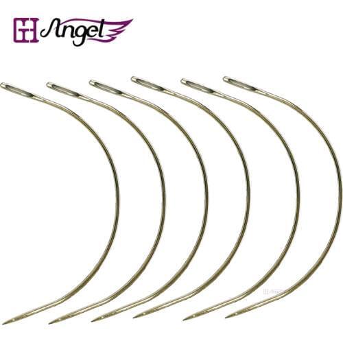 1 bag 144pcs 9CM C Shape Curved Needles Threader Sewing/Weaving Needles for Human Hair Extension Weft Weaving