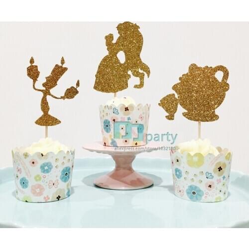 12ct princess cupcake toppers, 12ct belle cupcake toppers, cupcake toppers