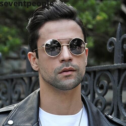 2020 Fashion Retro Round Steampunk Sunglasses Men Metal Vintage Oval Sun Glasses For Women Trendy Punk Side Windproof Eyeglasses