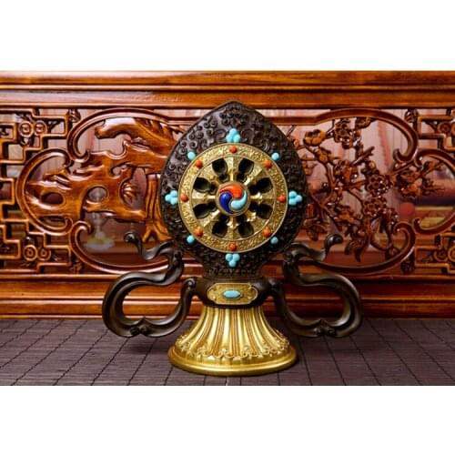 25CM large High-grade Tibet Nepal Buddhism HOME efficacious Tantric ritual gilding JinlunBao Auspicious Symbols Buddhism statue