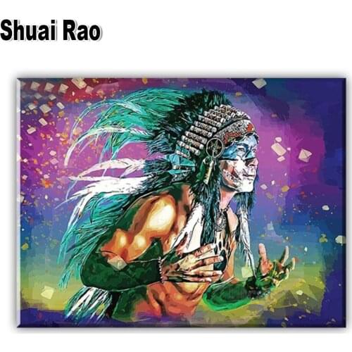 Diy 3d diamond embroidery Abstract indian Feather man diamond painting cross stitch 5d full square round drill 5d puzzles