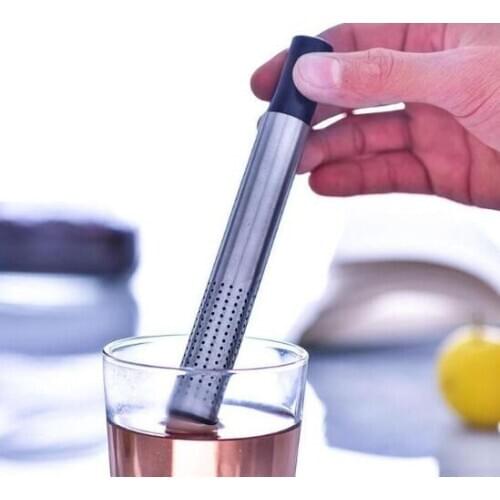 50pcs Tea Strainer Stick Stainless Steel Pipe Design Mesh Tea Filter Portable Tea Infuser Teaware