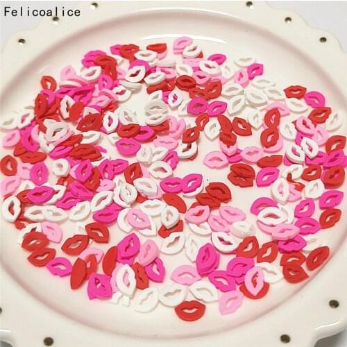 500g Polymer Clay Lips Shape Slice Hot Clay Sprinkles for Crafts DIY Nail Art Decoration Slime Filler Fake Cake Accessories