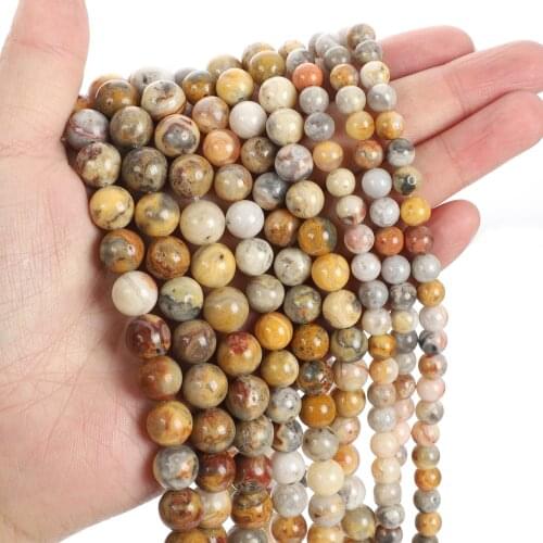 Natural Stone Beads Crazy Agate Loose Beads for Jewelry Making Needlework DIY Bracelet Strand 4-12 MM