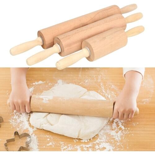 Wooden Rolling Pin with Ball Bearing Handle Dumpling Pizza Dough Pastry Roller Cookies Biscuit Baking Tool 47cm/41cm/31cm