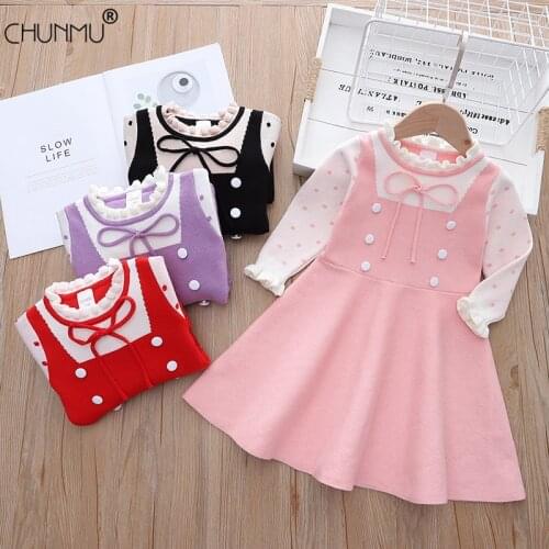 Kids Knitted Dresses For Girls Autumn Winter Costume Girls Long Sleeve Sweater Dress Princess Casual Dress Warm Children Clothes