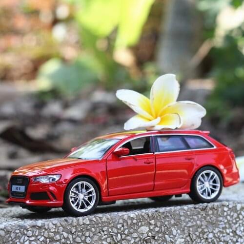For Audi RS6 Simulation Car Model Children Open Door Sound Light Function Pull Back Toy Vehicles Die Cast Toy Alloy Model Car