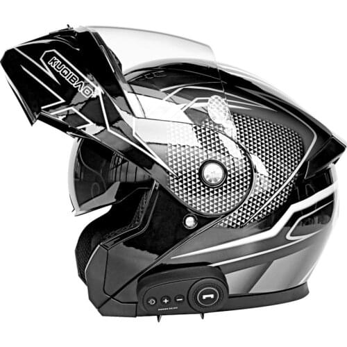 Dot Certified ABS Dual Anti-fog Visor Bluetooth Headset Integrated Flip-type Motorcycle Helmet with Removable Inner Lining K10