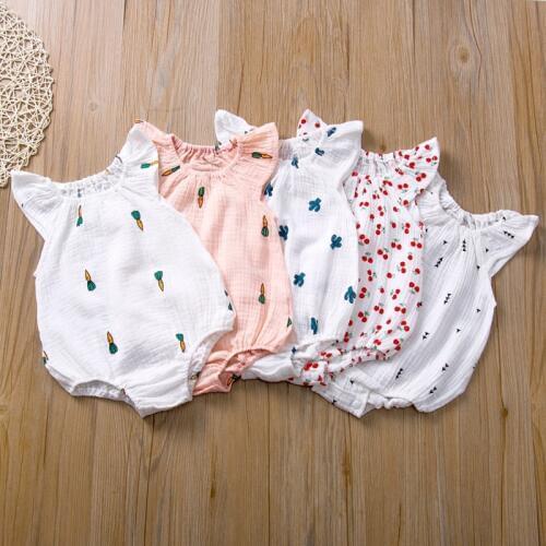 Baby Girls Rompers 2020 New Sleeveless 100% Cotton Cute Overalls Pure Color Newborn Clothes Baby Girls Jumpsuit Infant Rompers