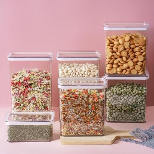 Kitchen Storage Boxes Transparent Airtight Plastic Container for Household Snacks Food Whole Grains High Capacity Jars