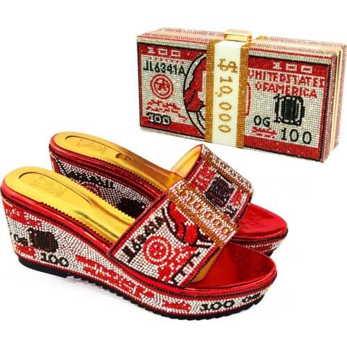 Summer Shoes For Women 2021 African To Match Italian design Designer Shoes And Bag Set High Quality Red Color