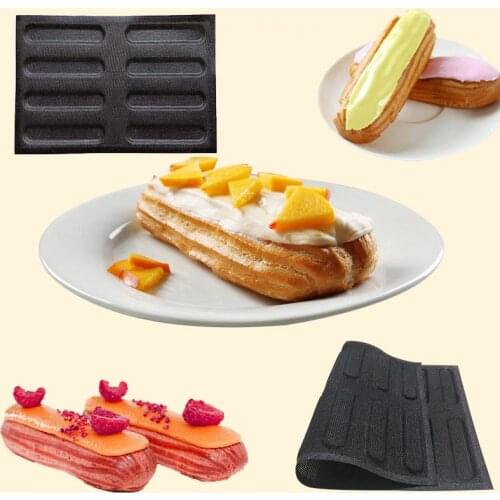 Meibum 3 Types Heat-Resistant Black and Breathable Puff Bakeware Silicone Molds Eclair Cookie Baking Tools Glass Fiber Mould