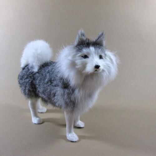 Simulation cute standing husky 20x10x13cm model polyethylene&furs dog model home decoration props ,model gift d478
