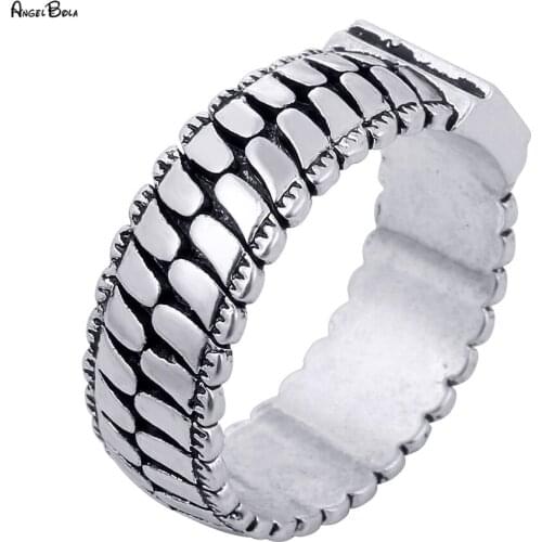 Retro Men Silver Color Jewelry Gothic Chain Buddha Ring Copper Ring for Men Women Fashion Couple Rings For Lovers Wedding Gift