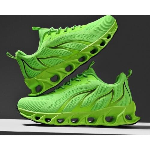 Fashion Green Printed Mens Flame Shoes Running Sneakers Breathable Mesh Platform Warriors Shoes Mens Trainers zapatillas hombre