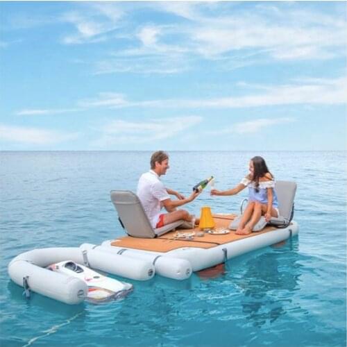 Dwf Inflatable Platform Inflatable Motor Boat Jet Ski Floating Pontoon Dock Floating Dock for Lake, River, Pool Fun