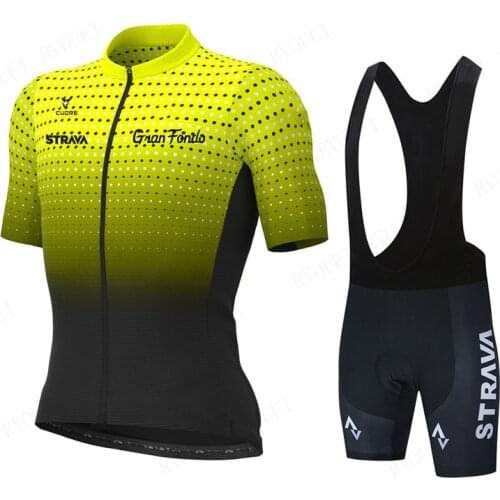 NEW 2021 Team STRAVA Cycling Jersey 19D Bib Set Bike Clothing Ropa Ciclism Bicycle Wear Clothes Mens Short Maillot Culotte