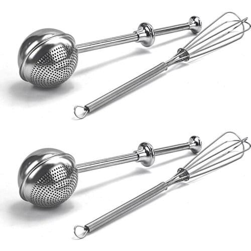 New Powdered Sugar Shaker Duster with Lid Sugar Flour Sifter Mini Whisk for Baking Powder Sifters for Baking Tools for Spice