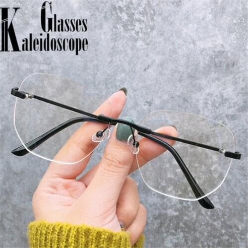 Anti Blue Light Glasses Frame Women Fashion Rimless Spectacles Frames Men Vintage Transparent Optical Computer Eyeglasses