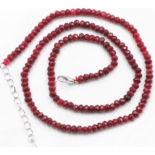 Statement Women Choker Necklace Natural Red Rubys Jades Stone Beads Collares Chain Necklaces 2x4mm Abacus Gift Jewelry 18" A812