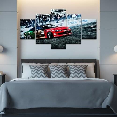 Drift Car sports car racing field artwork living room decoration home wall art decor wood frame fabric posters