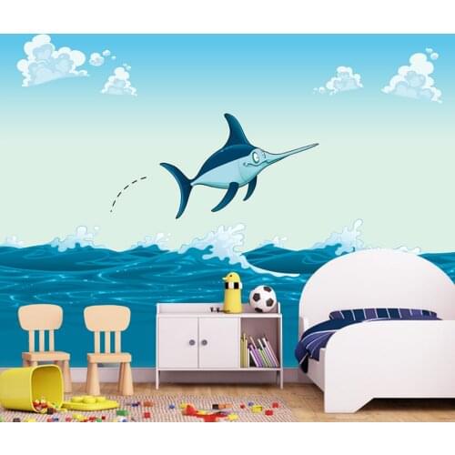 Custom background wallpaper dolphin wave mural bedroom background wall 3d wallpaper muarl wapaper wallpaper wall for 3d