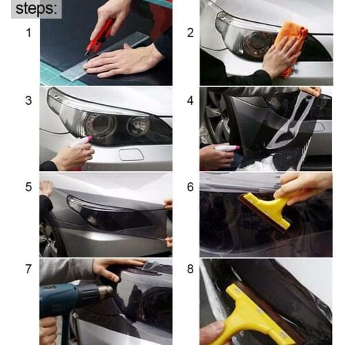 Wrap Film Adhesive Headlight Light Transparent Vinyl Bumper Hood Paint