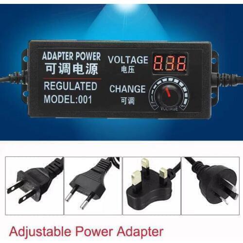AC/DC 9V-24V 3A Adjustable Power Adapter US/EU/UK/AU Display Screen Speed Control Volt Regulated Power Supply Universal Charger