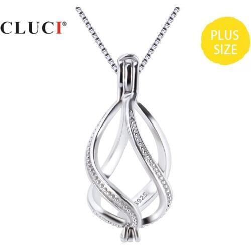CLUCI 925 Sterling Silver Pendant Twisted Charms Pendant for Women Jewelry Silver 925 Locket for 10-14mm Pearl SC368SB