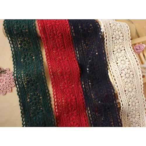 3Yard/Lot Mesh Cotton thread water soluble embroidery bilateral lace trim lace fabric skirt clothes decoration 5.5cm