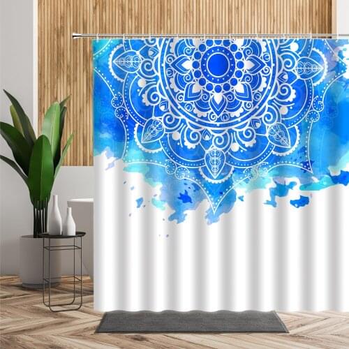 Blue Bohemia Mandala Floral Shower Curtain Boho Geometry Flower Decorative Pattern Home Bath Decors Bathroom Decoration Curtains