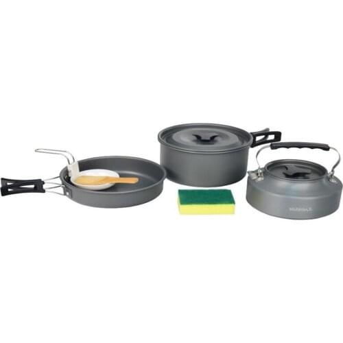 Nurgaz Camping Picnic Three-in-One Cookware Pan Teapot Set Camping Dining Supplies Camping Kitchen Supplies
