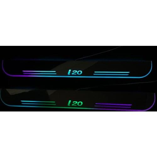 WOOBEST led moving door scuff for hyundai i20 dynamic welcome light sill with colors changing flat door sill plate strips