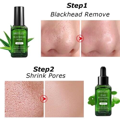 BREYLEE Tea Tree Blackhead Remover Serum Shrink Pores Essence Black Peeling Mask Oil-Control Face Sheet Mask Whitening Skin Care