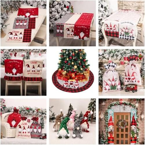 Gnome Santa Claus Table Runner Ornaments Navidad Tree Skirt Christmas Decorations for Home Xmas Decor New Year 2022 Gifts Natal