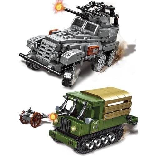 WW2 Military Series World War II Tank Armored vehicle Weapon Accessories DIY Model Building Blocks Bricks Toys Gifts