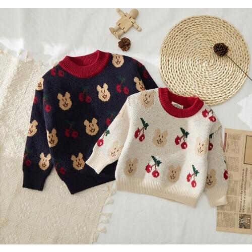 2021 Ins Fashion Girls Sweaters Knit Jumpers Girls Clothing Winter Sweaters 1-8years Girls Lovely Cartoon Jumpers