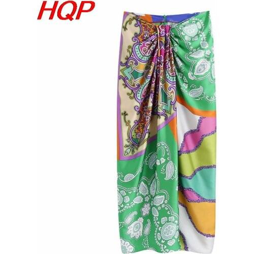 Temperament Split Knots Wrap Midi Skirt Za Women Paisley Print Oversize Casual Boho Summer Vintage Femme Long Skirts