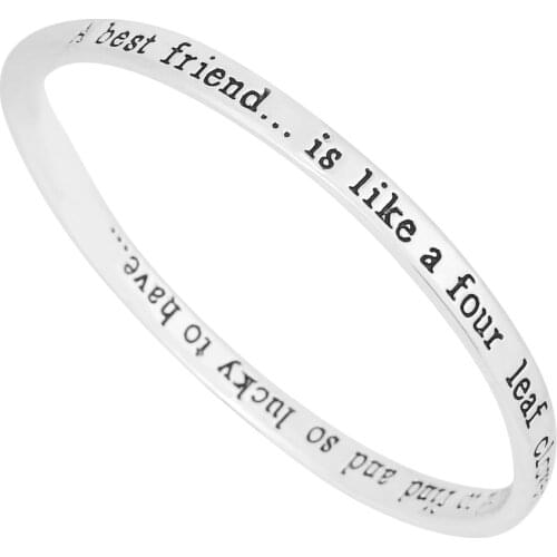 Silver color Charms Bangle Engraved Positive Messages Quote Cuff Bracelets Bangle For Women Inspirational Jewelry Gift