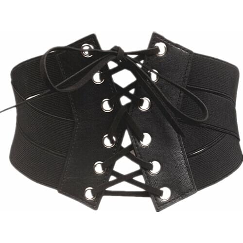 Womens Fashion Elastic Stretch Wide Band Corset Waist Belt Female Tie Waistband Belts for Women Wedding Dress Waist Band
