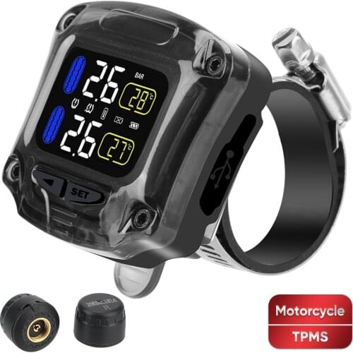 LCD Screen Display Motorcycle Tire Pressure Sensor Motorcycle Motorbike Tire Pressure Monitoring System MOTO TPMS Wireless