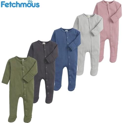 1/2Pcs Baby Romper Solid Color Newborn Boy Girl Jumpsuit Long Sleeve 0-12 Months Infant Clothes 2021 Spring Bebe Outfits Cotton