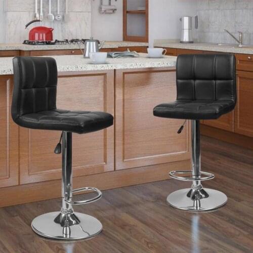 2PC/Set Rotated 360 Bar Stool Kitchen Chair Leisure Leather Adjustable Gas Lift Modern Living Room Home Office Kitchen Chair HWC