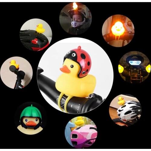 2pcs Cartoon Yellow Silica Gel Little Duck Shape Bicycle Bells Shining Mountain Bike Handlebar Duck Head Light Accessories New