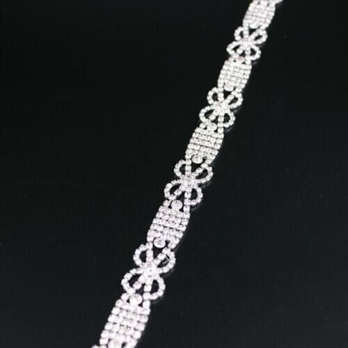 20Yds 18mm Width Rhinestone Trim Close Crystals Cup Chain Clear Trim Sewing Craft Golden Silver Base Free Shipping