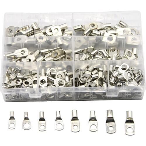 240PCS Bare Terminals lug Tinned Copper Tube Lug Ring Seal Battery Wire Connectors SC Bare Cable Crimped Soldered Terminal