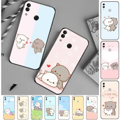 Jemy Peach Cat Cartoon Phone Case Cover Coque For Huawei Honor view 7a5.45inch 7c5.7inch 8x 8a 8c 9 9x 10 20 10i 20i lite pro