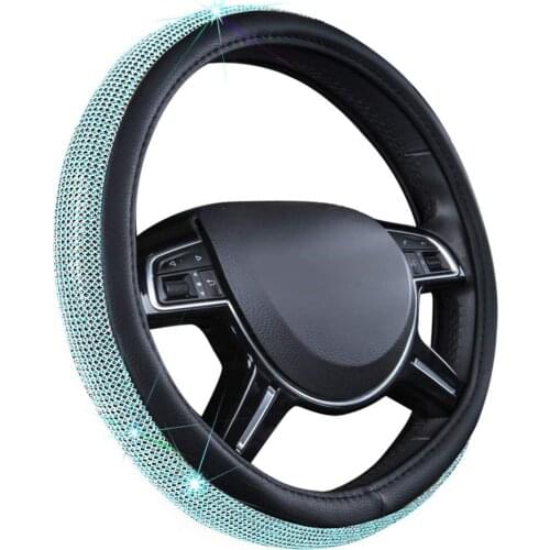 Steering Wheel Cover Rhinestone Car Shiny Car Protective Diamond Cover Universal Vehicle Decoration Accessories Set