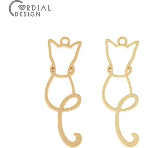 Cordial Design 100Pcs 15*39MM Jewelry Accessories/DIY Charms/Earrings Pendants/Hand Made/Cat Shape/Jewelry Findings & Components