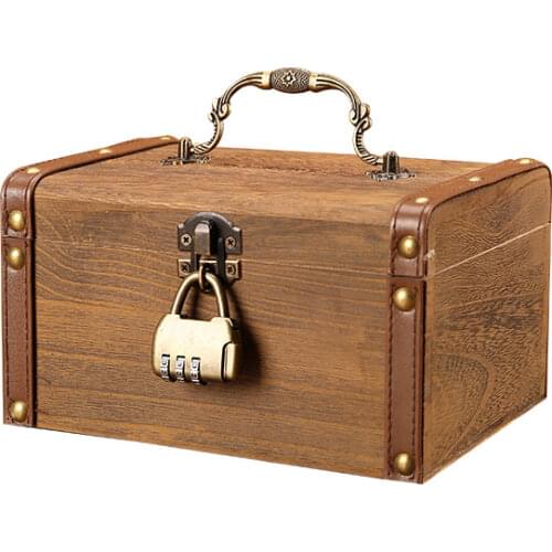 Wood Coin Piggy Bank Money Box Childrens Storage Box Bank Safe Cash Money Saving Box Vintage Salvadanaio Ornaments Gifts FP014